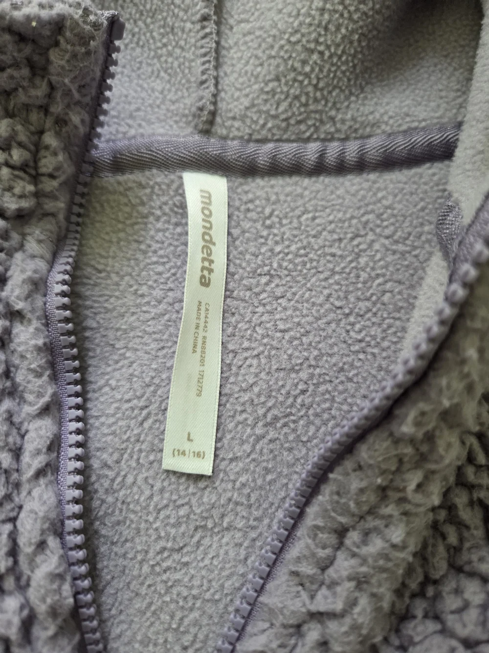 3 Jackets, 2 Kids Plush Hooded Jacket 1 White, 1 Lavendar Sherpa Style, 14/16